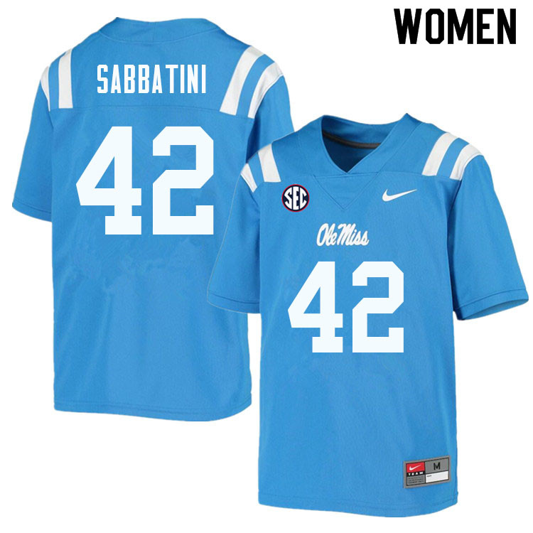Elijah Sabbatini Ole Miss Rebels NCAA Women's Powder Blue #42 Stitched Limited College Football Jersey TAW4158WR